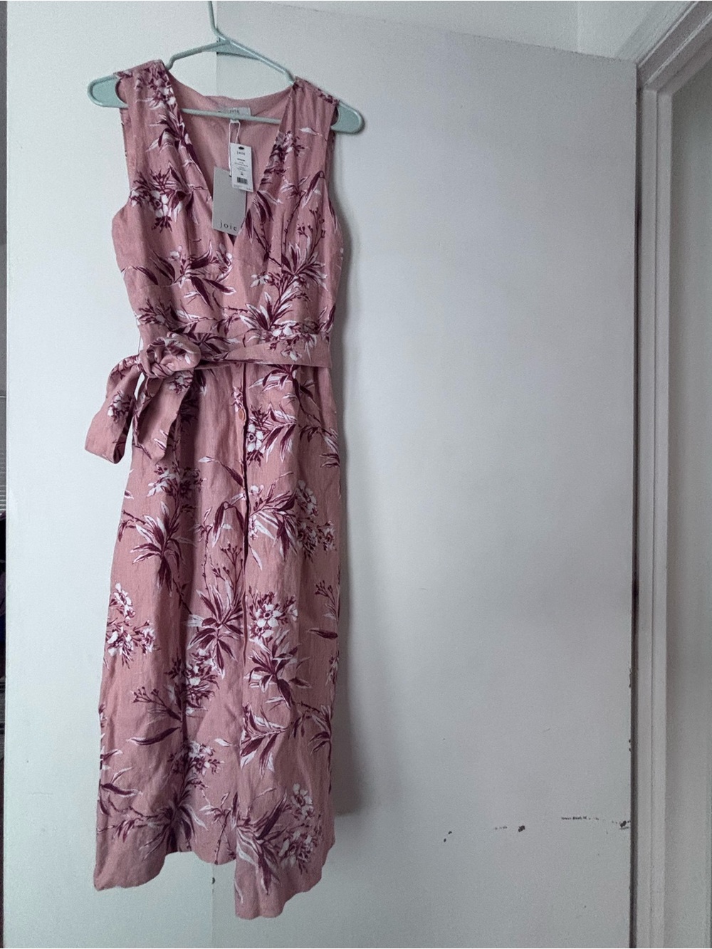 Joie Peach Floral Tie-Waist Sleeveless Midi Dress - Picture 3 of 5